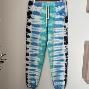 Electric & Rose Tie-Dye Sweatpants in Blue, Teal & Black Size S